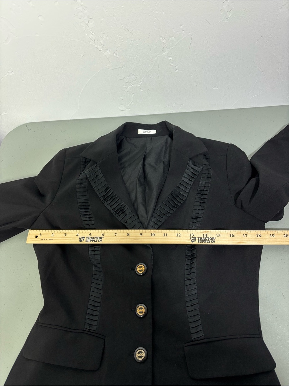 Cache Women's Black Tailored Blazer Pleated Silk Trim Office Career Tuxedo 6 - Picture 9 of 13